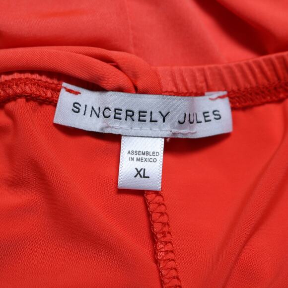 Sincerely Jules Neon Orange Cutout Jersey Knit Midi Dress Halter Size XL - Picture 7 of 10